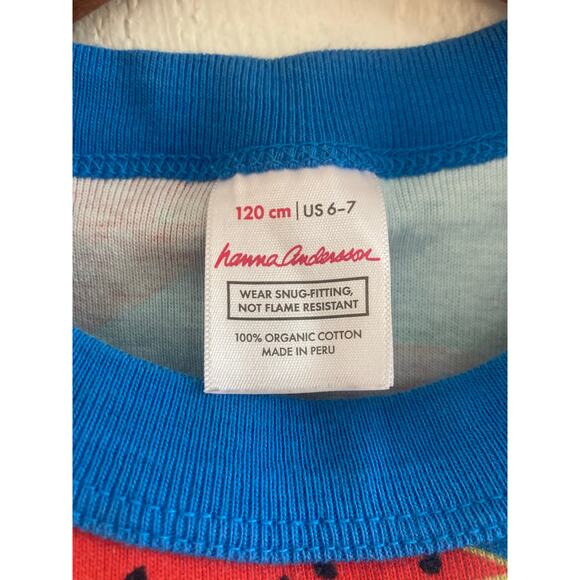 Hanna Andersson Summer Sweet On Equator Blue Watermelon Pajama Top Tshirt 6-7 - Picture 3 of 5